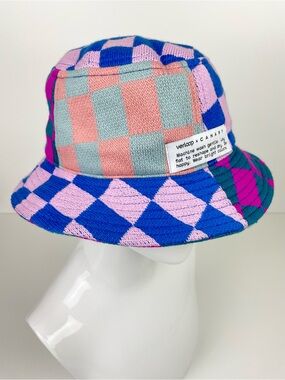NWT Verloop x Canary Unisex Checkered Knit Bucket Hat Colorful Pink Purple Blue